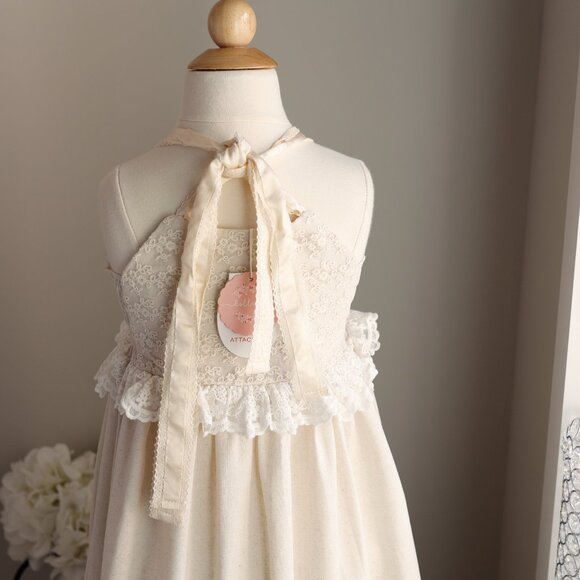 Linen and Lace Dress Dollcake Hushed My Heart Portrait Boho Special Occasion NEW - Picture 10 of 10